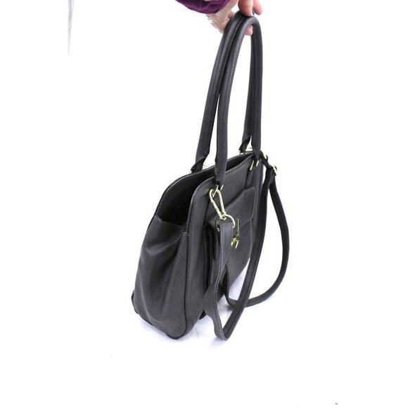 Women's Satchel Faux Leather Handbag with Removable Crossbody Strap Merona Gray - Picture 2 of 4